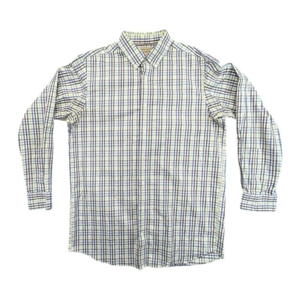 Duluth Trading Co Wrinklefighter Plaid Long Sleeve Butt Down Shirt Men Sz L Tall